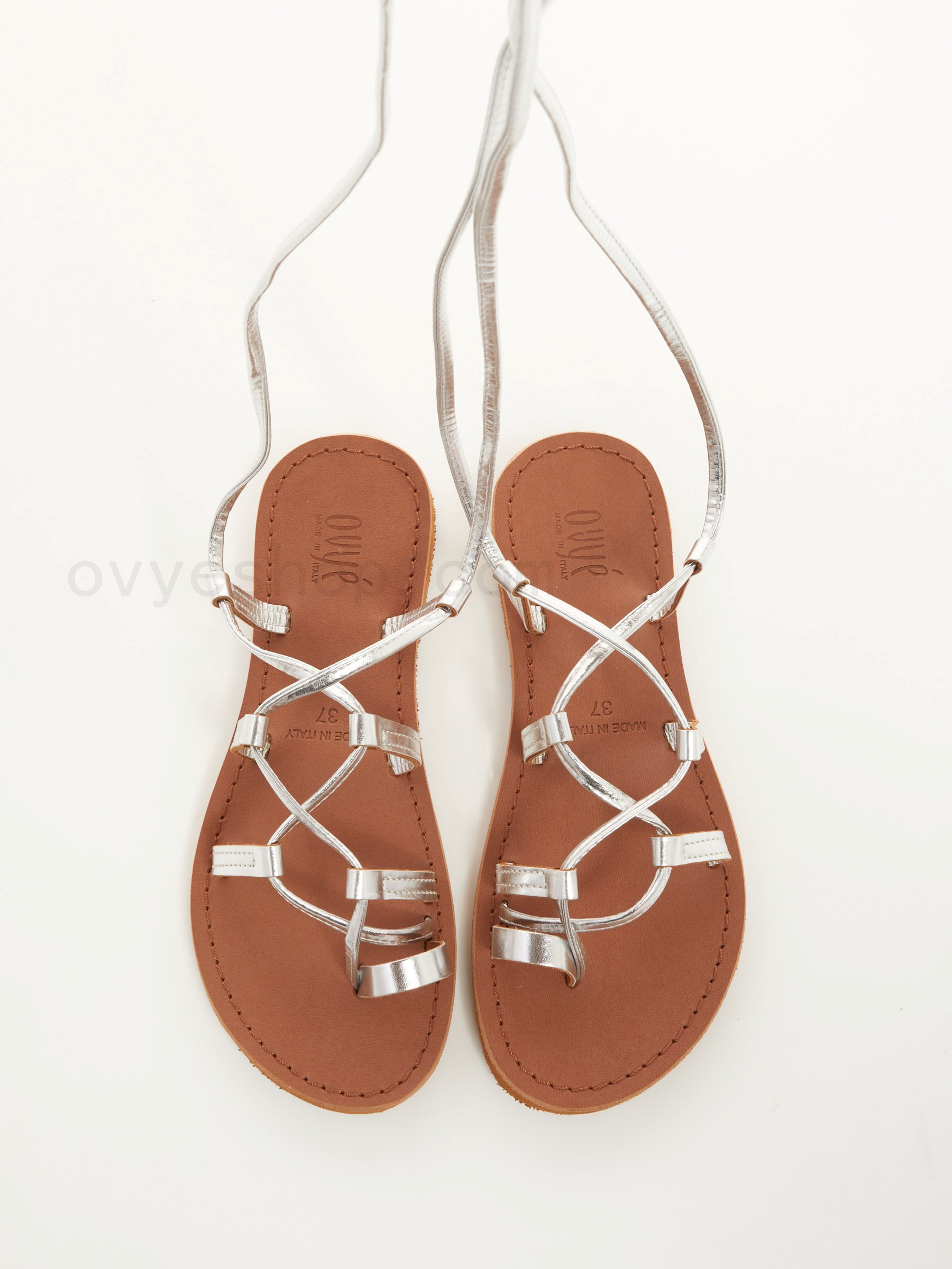 ovy&#232; shop Laminated Flat Greek Sandals F0817885-0693 Sale